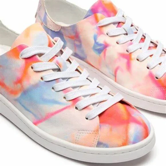 SCHUTZ Play Ofelia tie Dye Leather Lace Up Sneakers size 8 - Picture 3 of 3